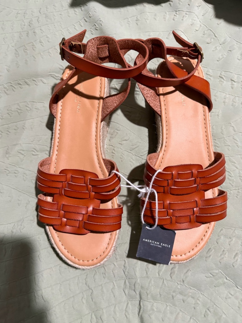 American Eagle Women's Cognac Platform Sandal Shoes Size 8